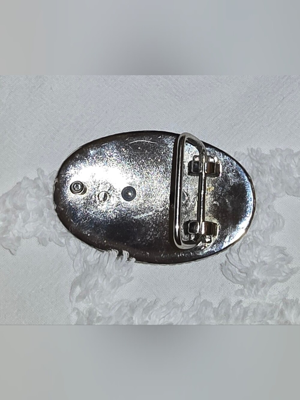 Women's Silver Oval Metal Belt Buckle